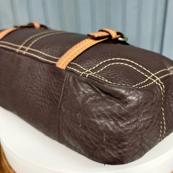 Vintage Coach Chelsea Brown Tan Pebble Leather Shoulder Bag F12339 Satchel Zip - Picture 13 of 15
